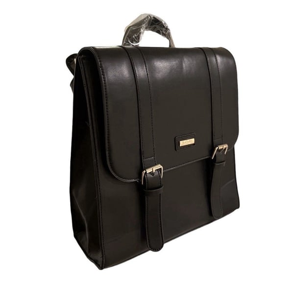 Yami J'adore Black Satchel Top Handle Bag Buckle Accent Gold Hardware