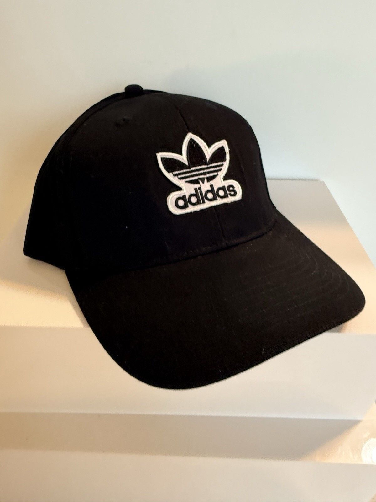 Black Baseball Hat OSFA w/Adidas Iron On Patch Snapback Cap Great Condition! 3