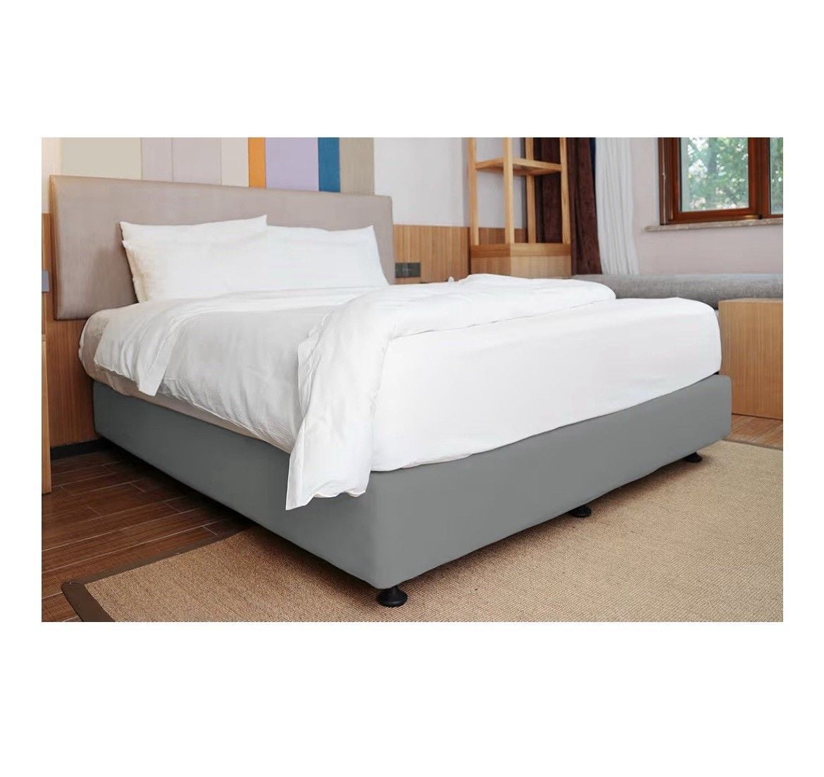 Box Spring Cover Queen Size - Jersey Knit & Stretchy Wrap Around 4 Sides Bed Ski 6
