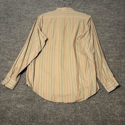 Vintage Sanfranco Ruffini Men Button Down Shirt L Neck Tan Stripe spring casual 3