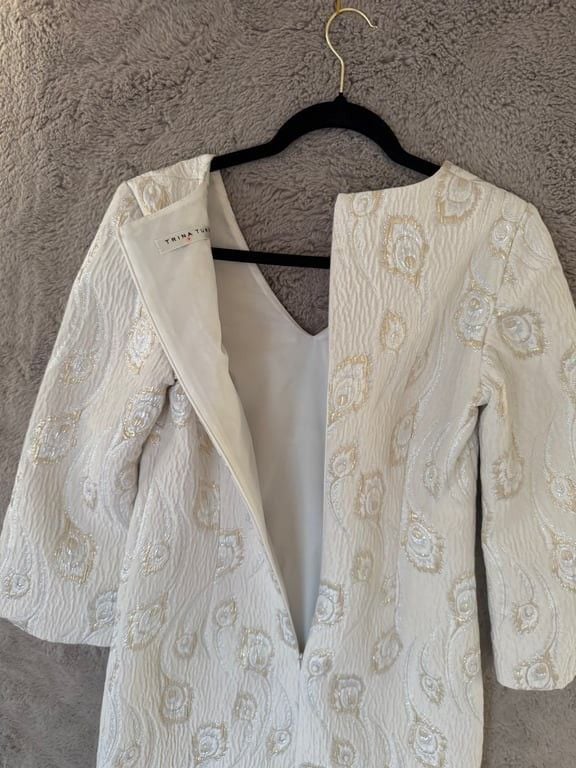 Trina Turk Selfie Embroidered Cream A-Line Dress Size S Evening Wedding $458 4
