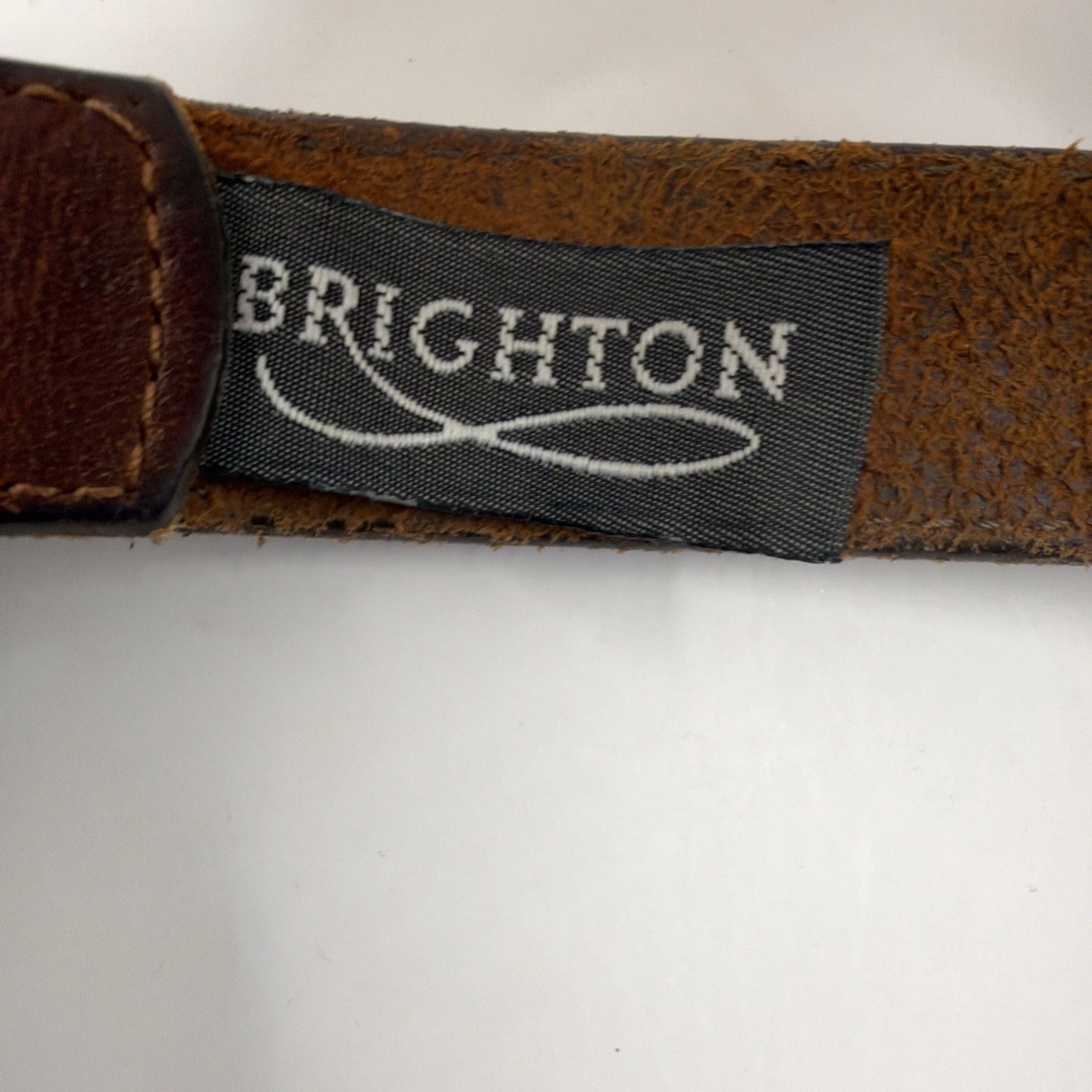 Brighton S4560 1994 woman's brown black leather belt ~ Length 34” ~ Made in USA 4