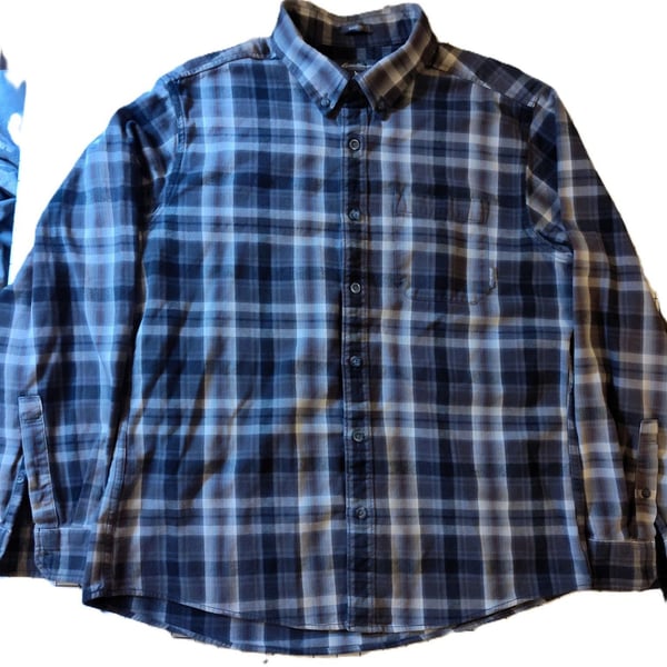 Eddie Bauer Classic Fit Men's Size Large Black, Gray & White Flannel Shirt