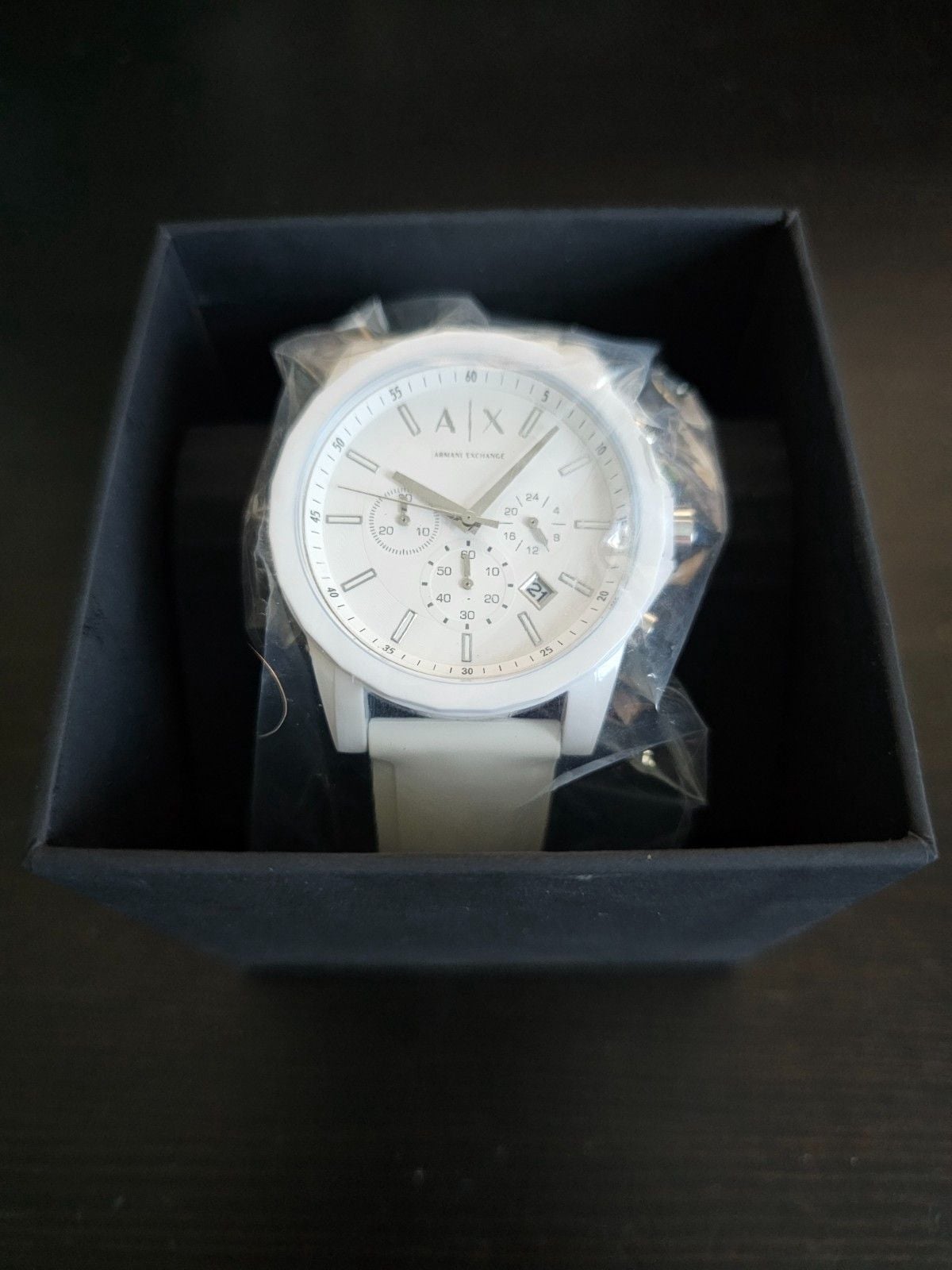 Armani Exchange AX1325 Men's White Chronograph Watch Silicone Strap New Tags 10