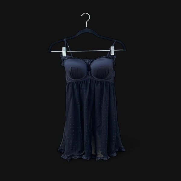 black y2k dotted babydoll lingerie dress