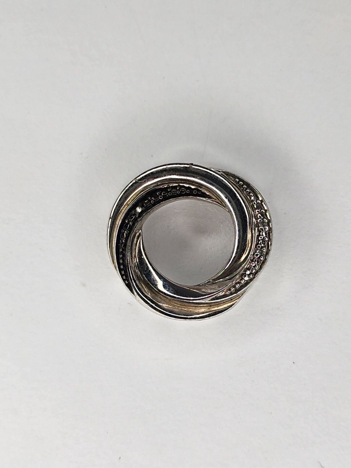 925 Sterling Silver Black/white Diamond Round Swirl Slide Pendant 2