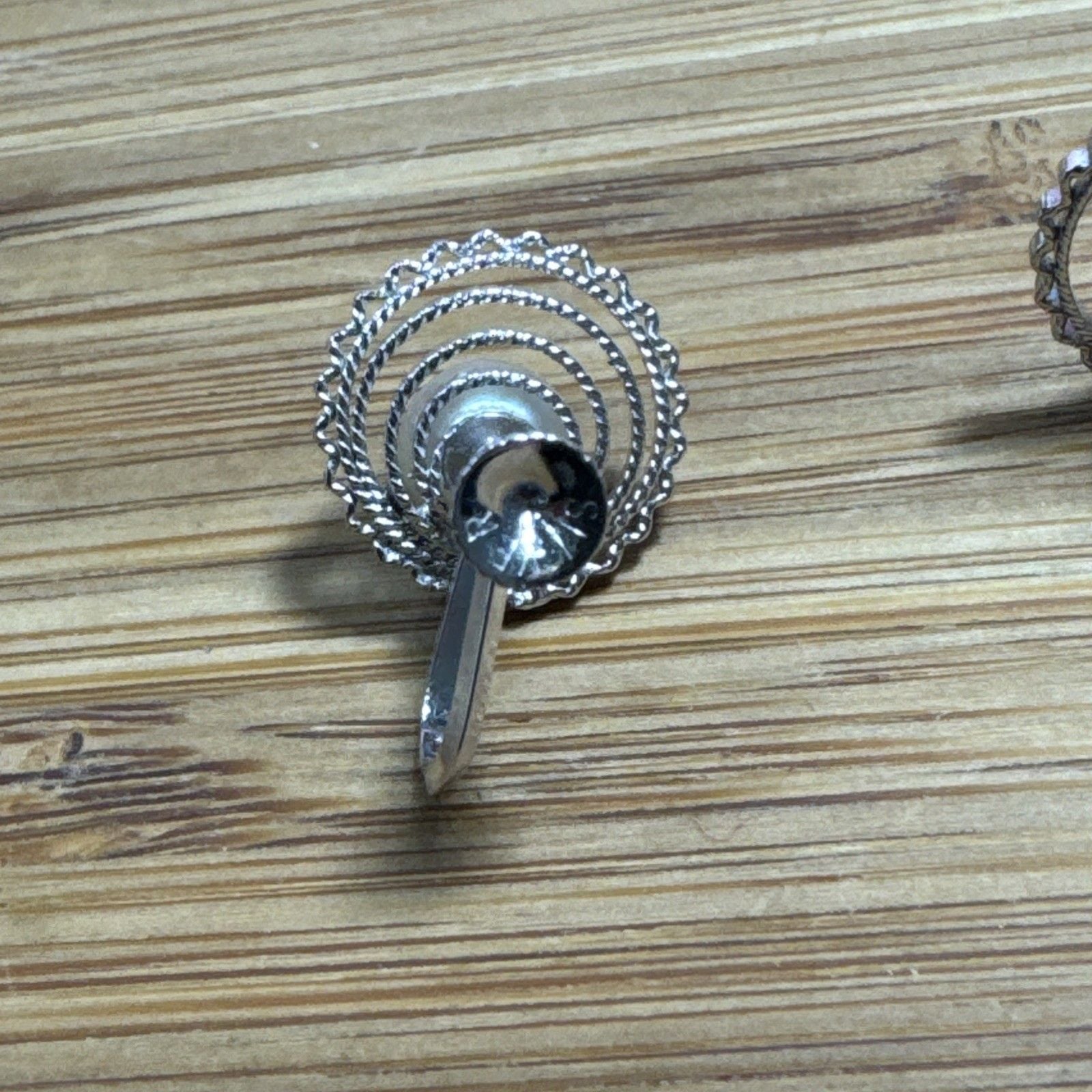Vintage Sterling Silver Genuine Pearl Screw Back Earrings Swirl Floral 7