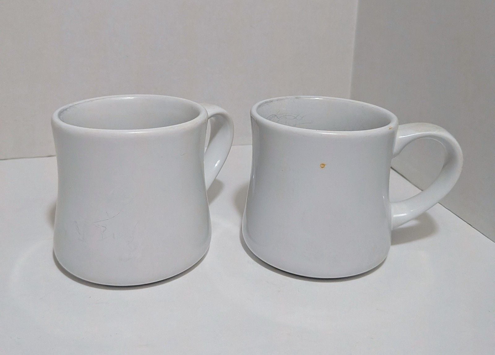 2 Dunkin Donuts Mugs Diner 12oz White Orange Pink Logo Coffee Cup Vintage Retro 4