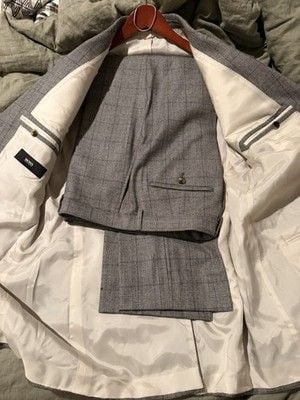 Vintage Hugo Boss Custom 2 Piece Suit Grey Prince of Wales Check 44R 4