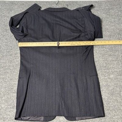 Emanuel Ungaro Uomo Mens Suit 42L Navy Pinstripe Wool Italy Saks Fifth Avenue 10