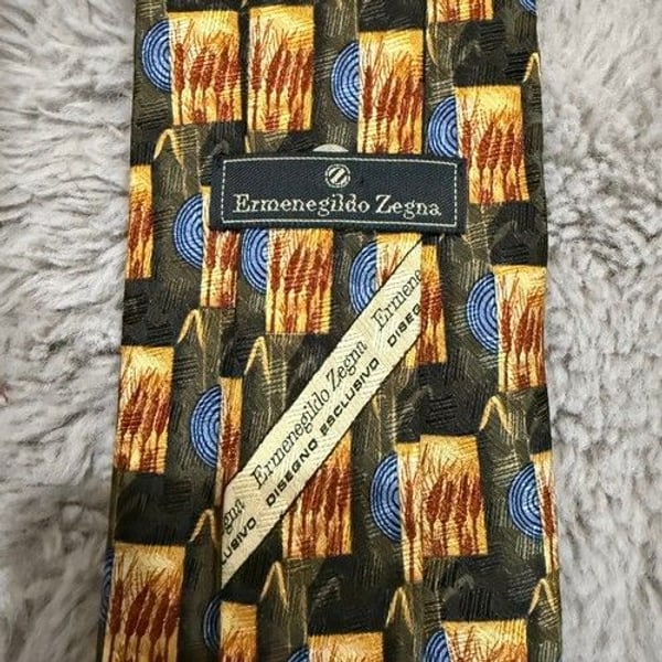 Ermenegildo Zegna Vintage Mens Tie 100% SILK 90's YELLOW Flower