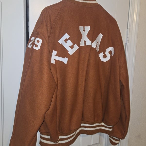 Vintage University Of Texas Longhorns Letterman Wool Varsity Jacket Howe USA 54