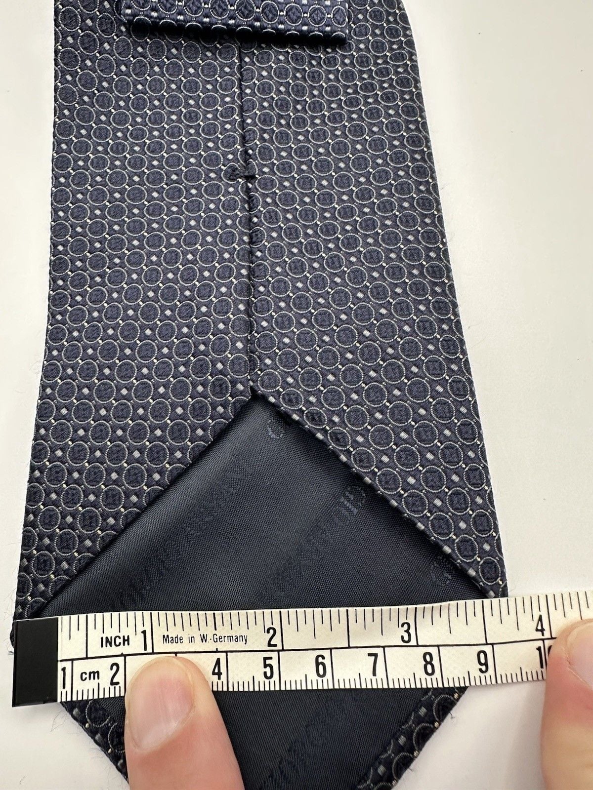 Armani Collezioni Mens Necktie Navy Blue Polka Dot Made in Italy Designer 11