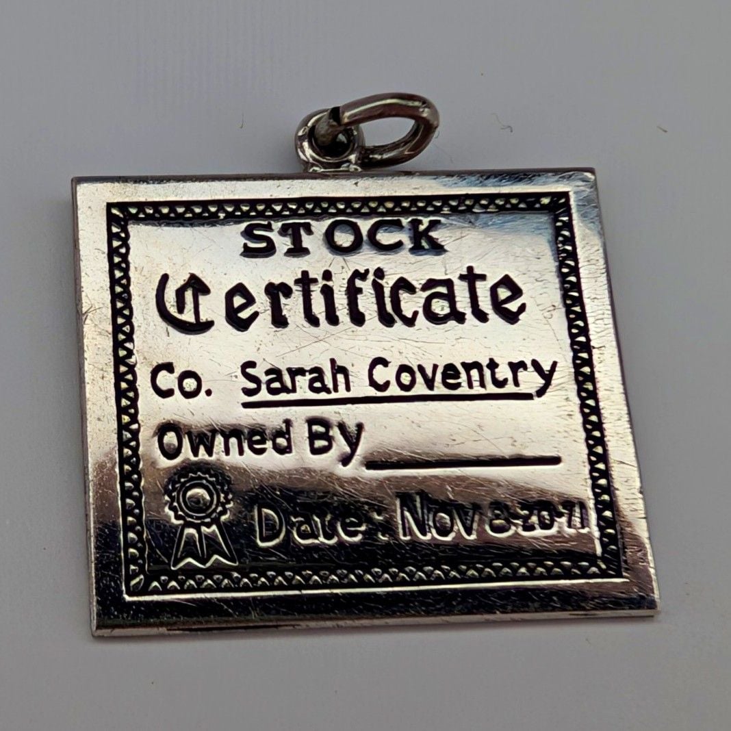 WELLS STERLING SILVER SARAH COVENTRY STOCK CERTIFICATE 1971 CHARM 2