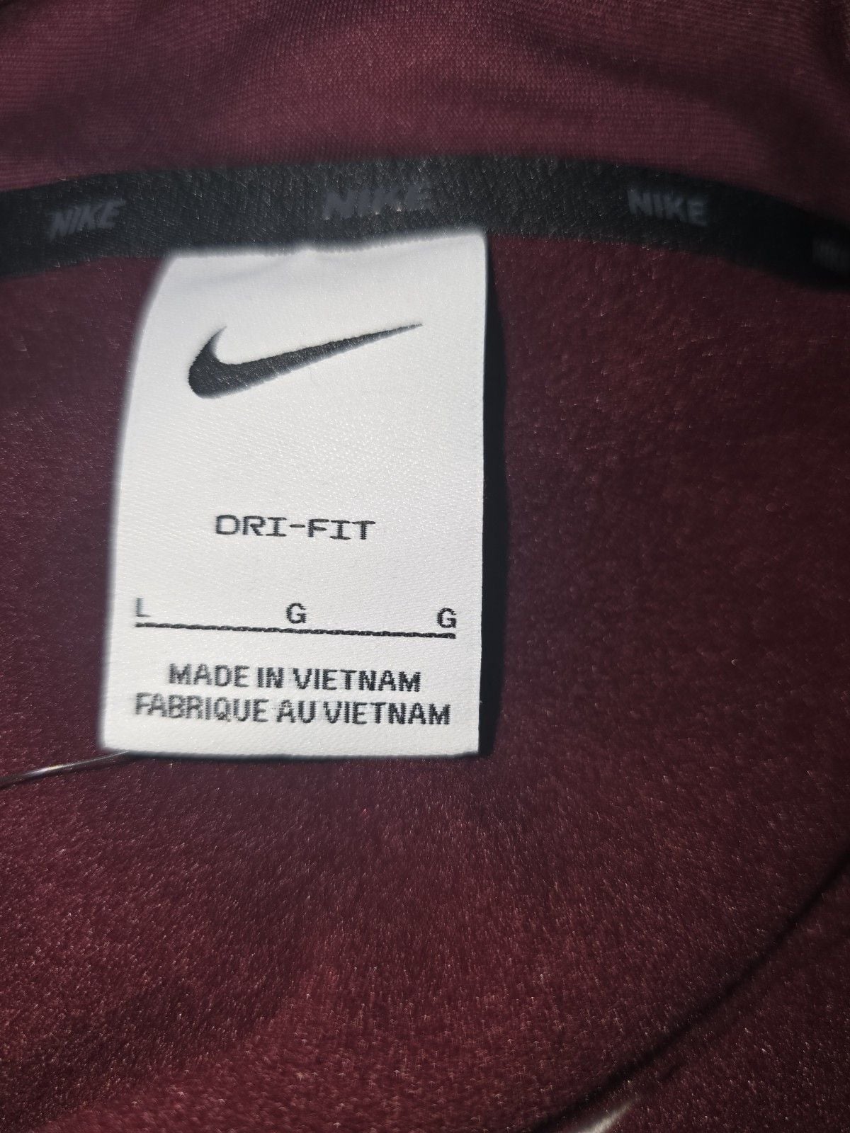 Nike Dri-Fit Sweatshirt Mens L Burgundy Quarter Zip Pullover Jefferson Cup Logo 9