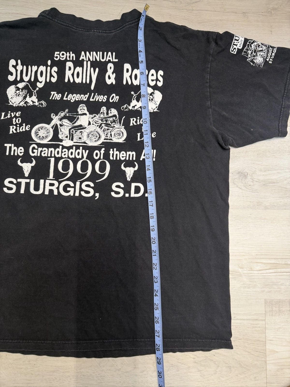 Vintage 1990s T-Shirt Mens XL Black Cotton Jersey Regular Fit Sturgis Motorcycle 9