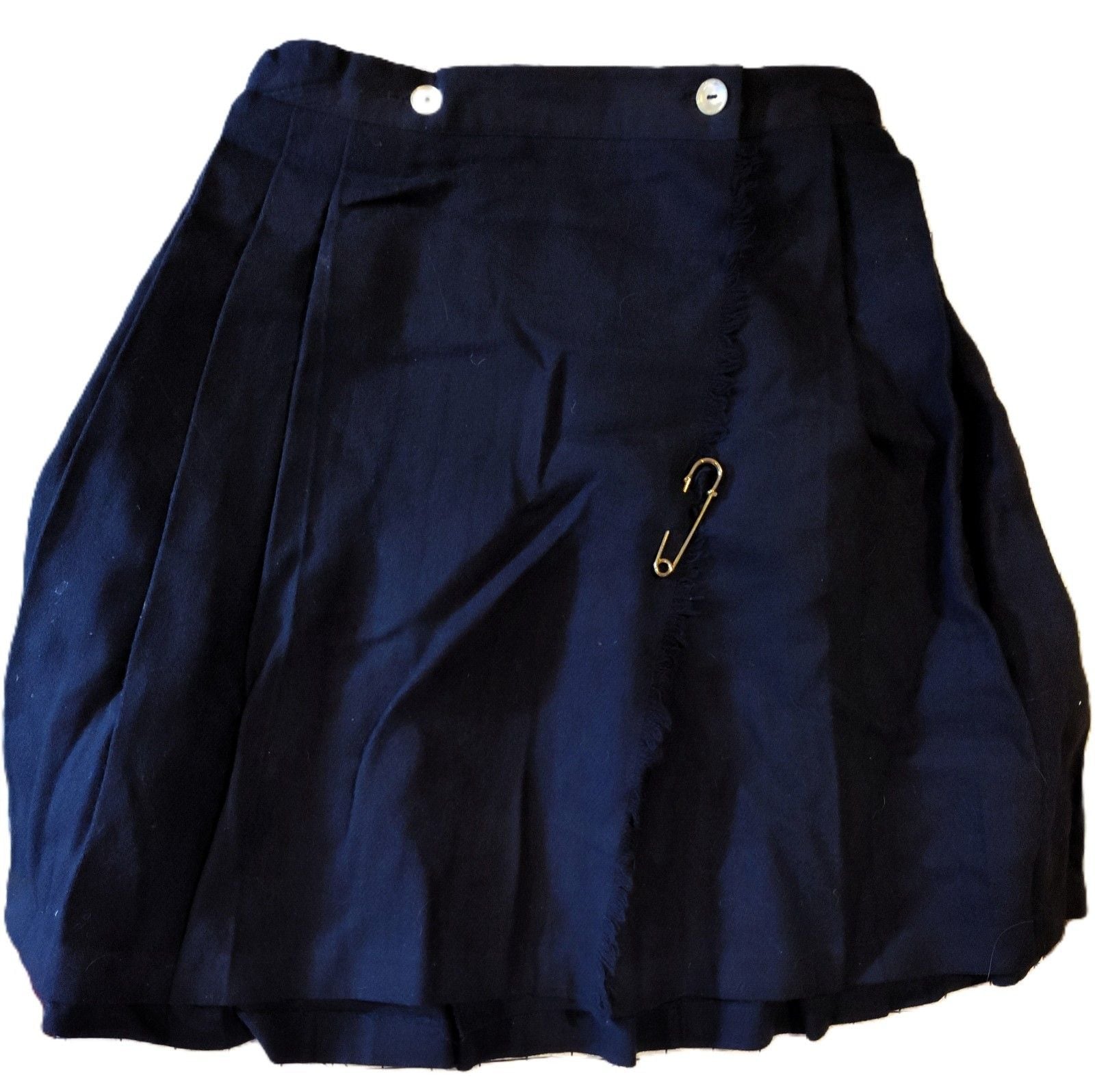 Vintage Imp Girl Navy Blue Wool skirt tartan with Safety Pin School Skirt Sz 10 2