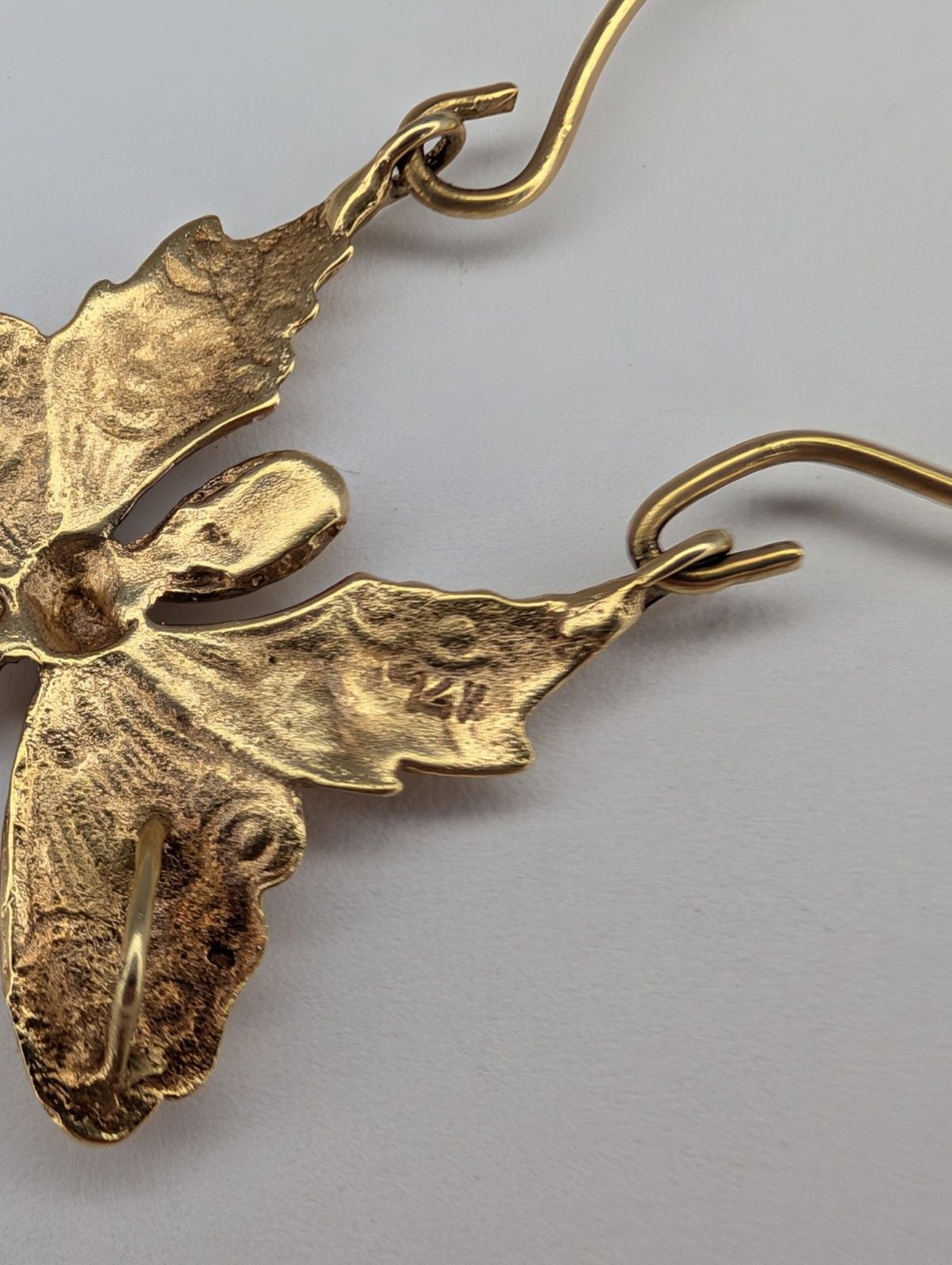 14k Yellow Gold Butterfly Charm Holder Pendant 4