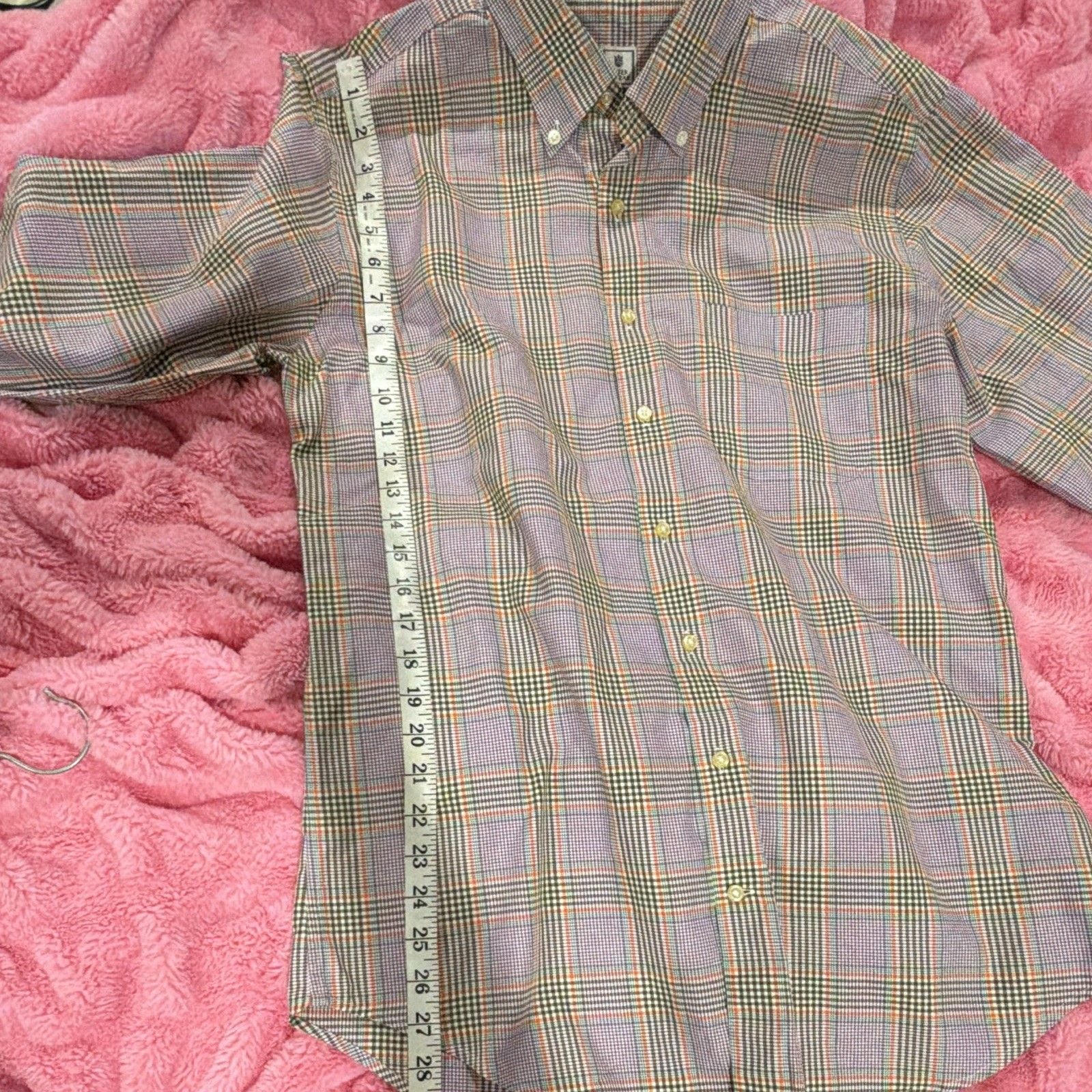Peter Millar Men's Medium Button Down Shirt Plaid Long Sleeve Purple Brown 5
