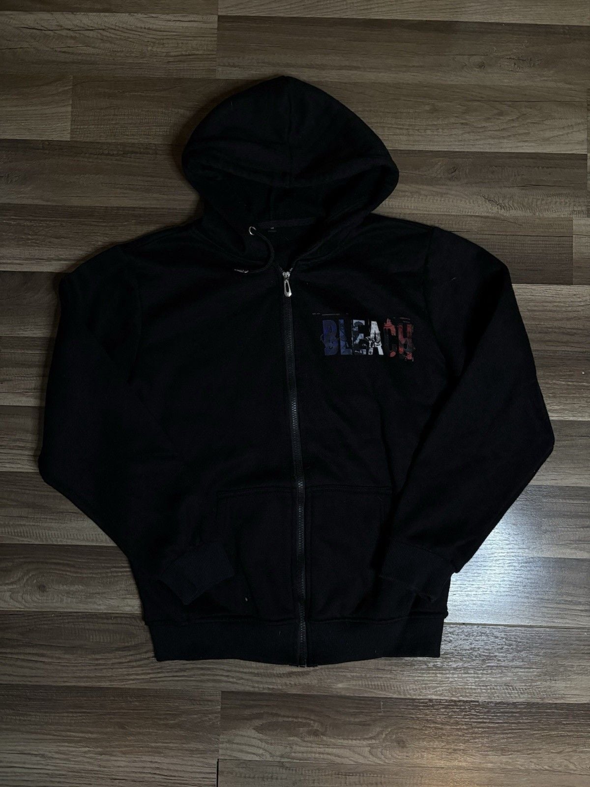Bleach Anime Full Zip Hoodie Black Unique Zipper Mens Size Medium 2