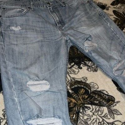 Distressed Levi's 511 Slim Fit 33x30 Blue Jeans 4