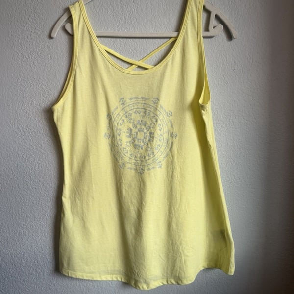 Columbia Women’s Strappy Back Scoop Neck Graphic Tank Top Yellow Size L