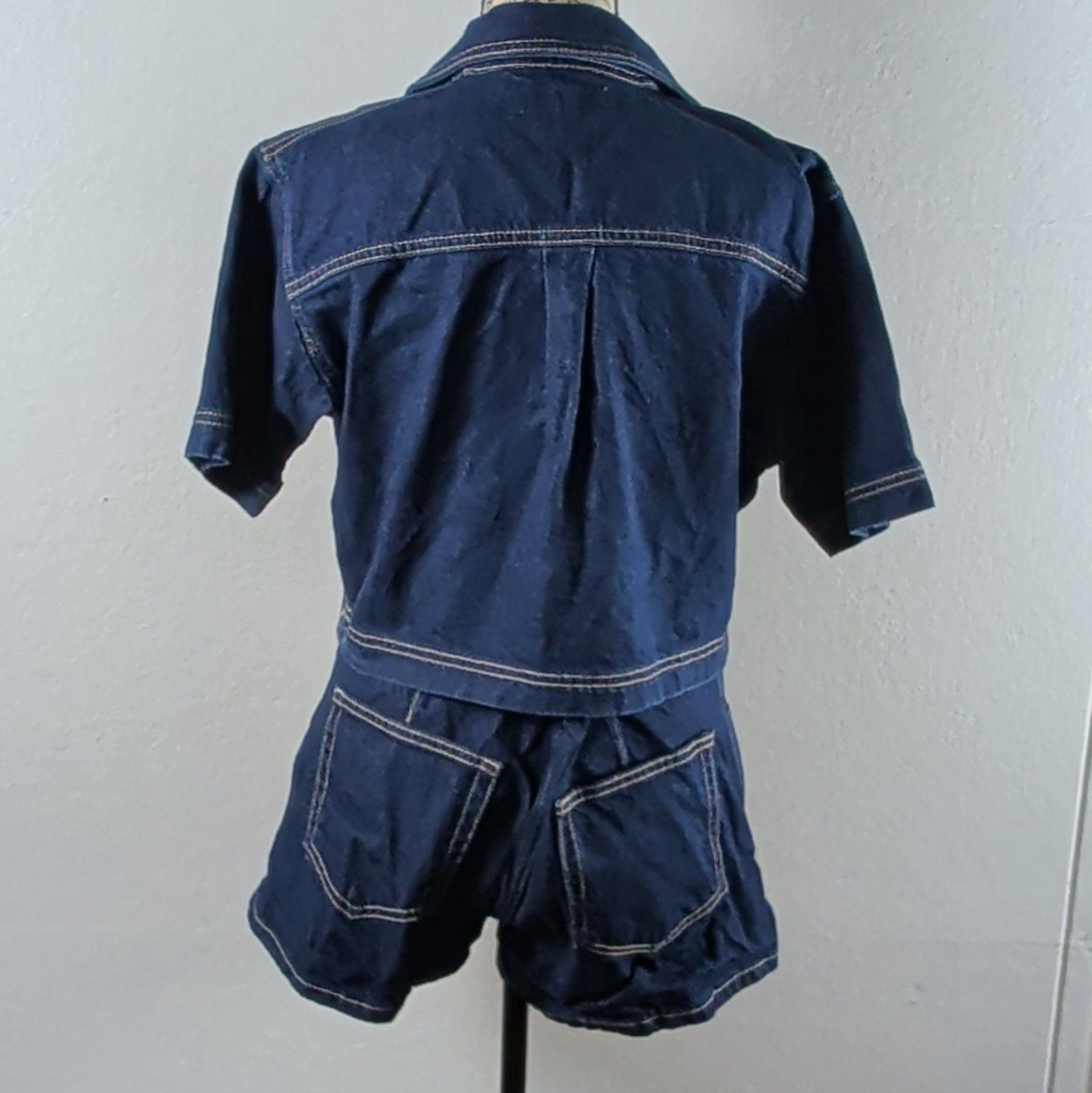 Zara Denim Two Piece Set Crop Shirt Small Wrap Skort Medium Z1975 Co Ord Blue 7