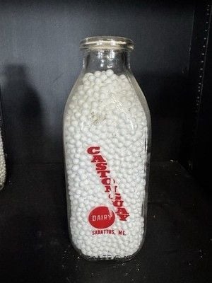 CASTONGUAY DAIRY 9" Clear Glass Square 1 Quart Milk Bottle Sabattus, Maine 1