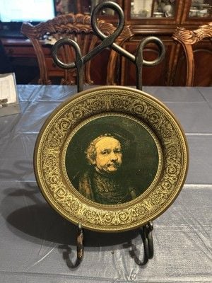 Portrait-Rembrandt Vintage Metal Wall Art Van Rijn (1606-1669) 1974 10in 1