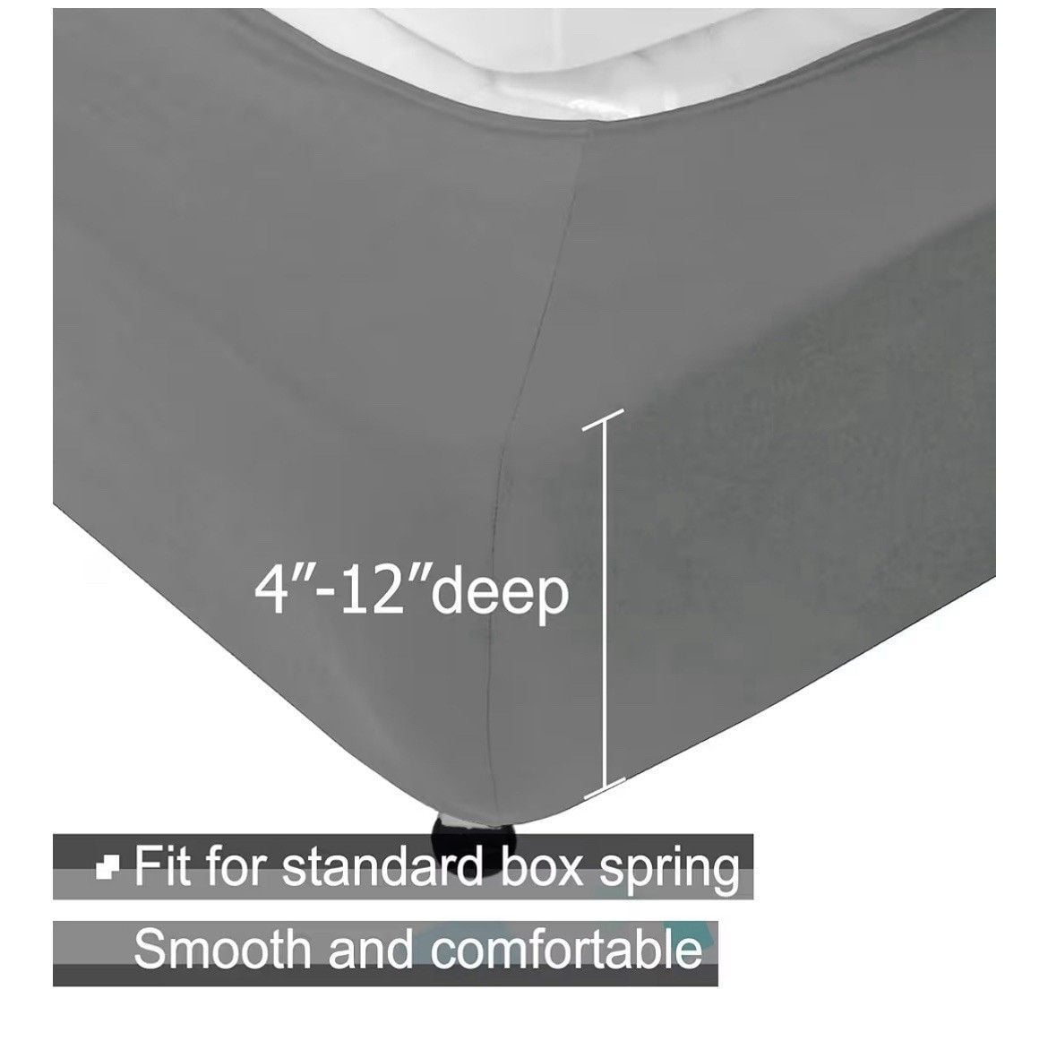 Box Spring Cover Queen Size - Jersey Knit & Stretchy Wrap Around 4 Sides Bed Ski 2