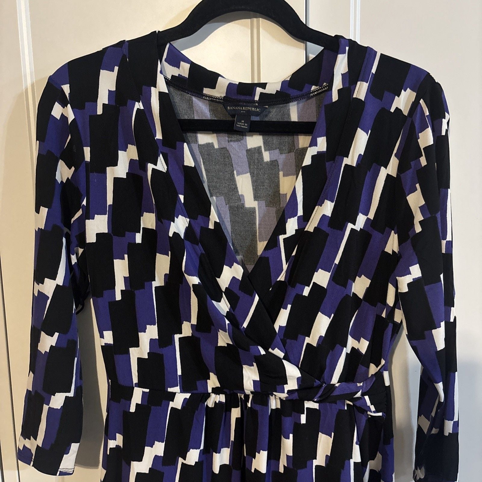 Banana Republic Fit & Flare Dress Womens Medium Multicolor Geometric 4