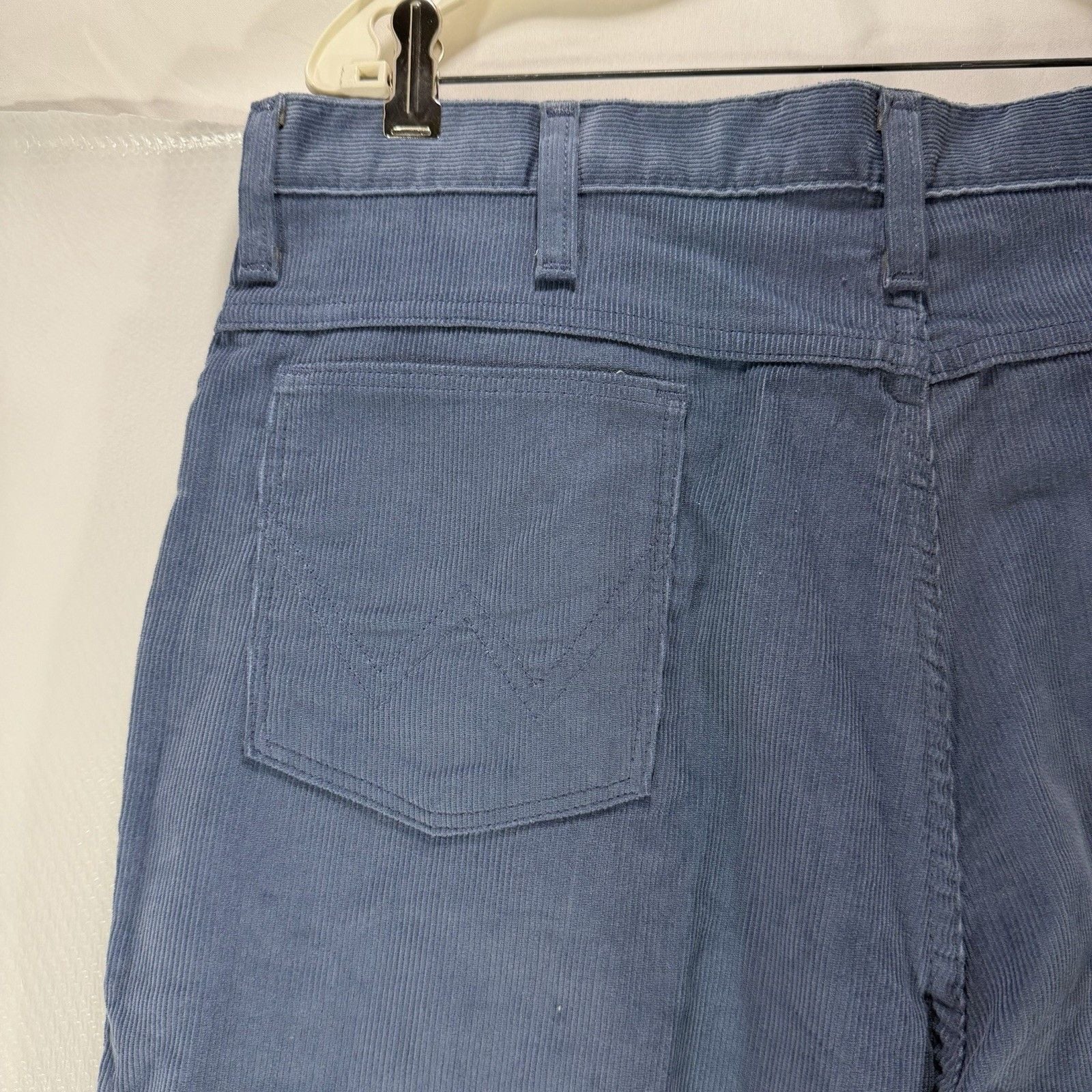 Vintage Wrangler 82665BS Corduroy Pants Mens 38x28 Slate Blue High Rise 70s 80s 10
