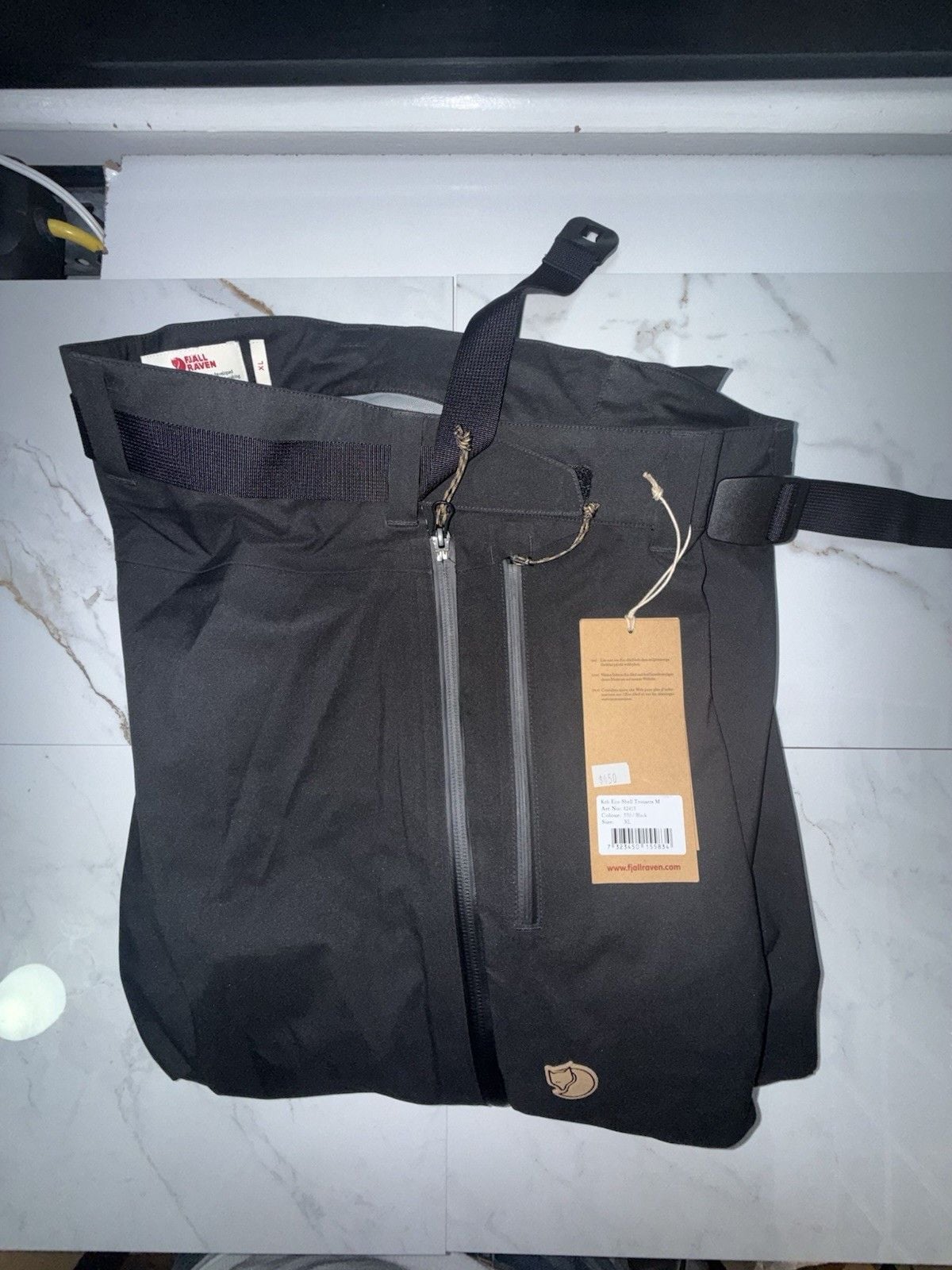 Fjallraven Keb Eco-Shell Trousers Men's XL Black Waterproof Pants NWT $450 1