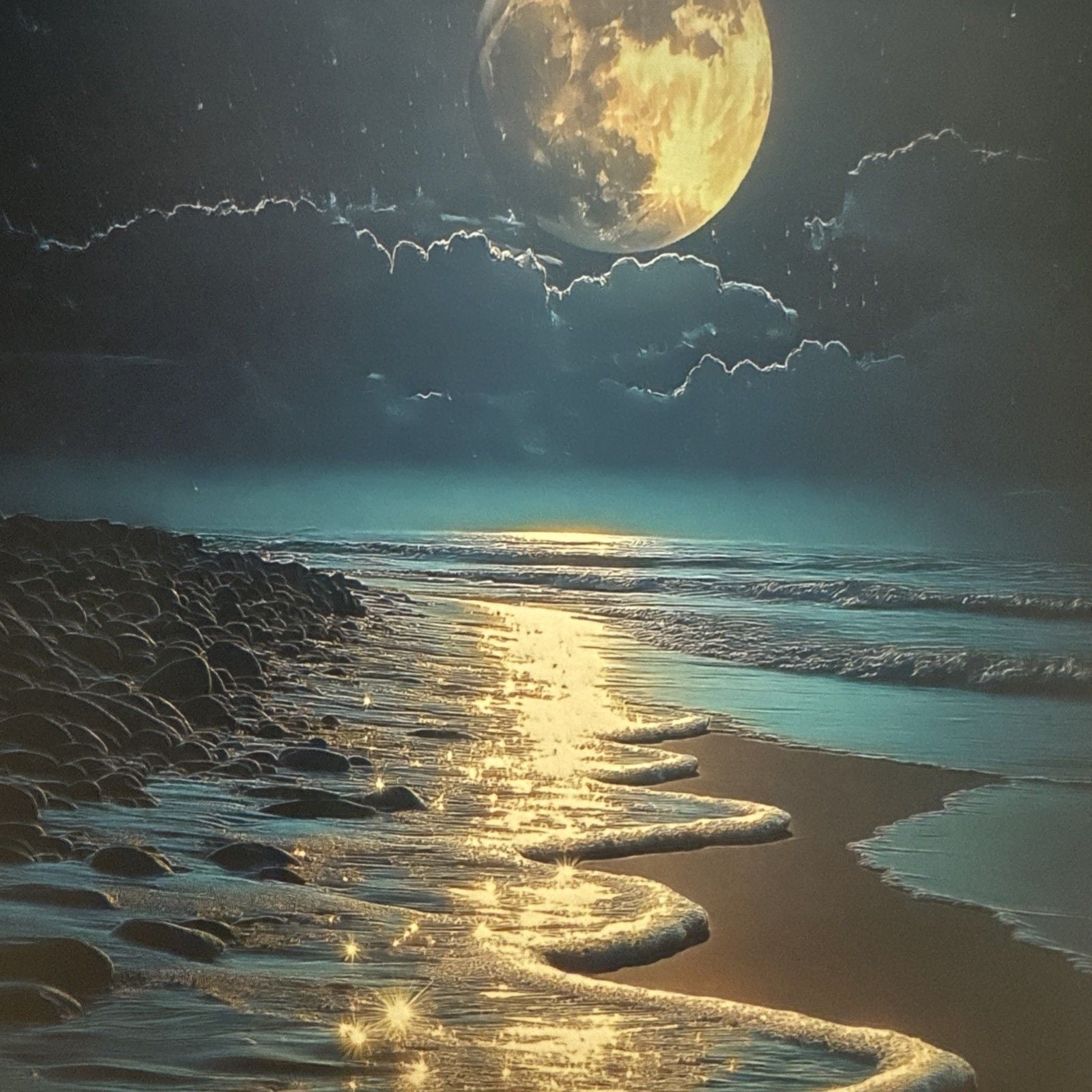 PICKFORU Beach Jigsaw Puzzle 1000 Pieces, Ocean Moonlit Serenade Summertime 2
