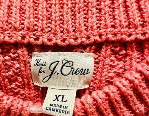 NWT J Crew SZ XL 100% Cotton Cableknit Sweater In Coral GrannyCore Color Of 2024 12