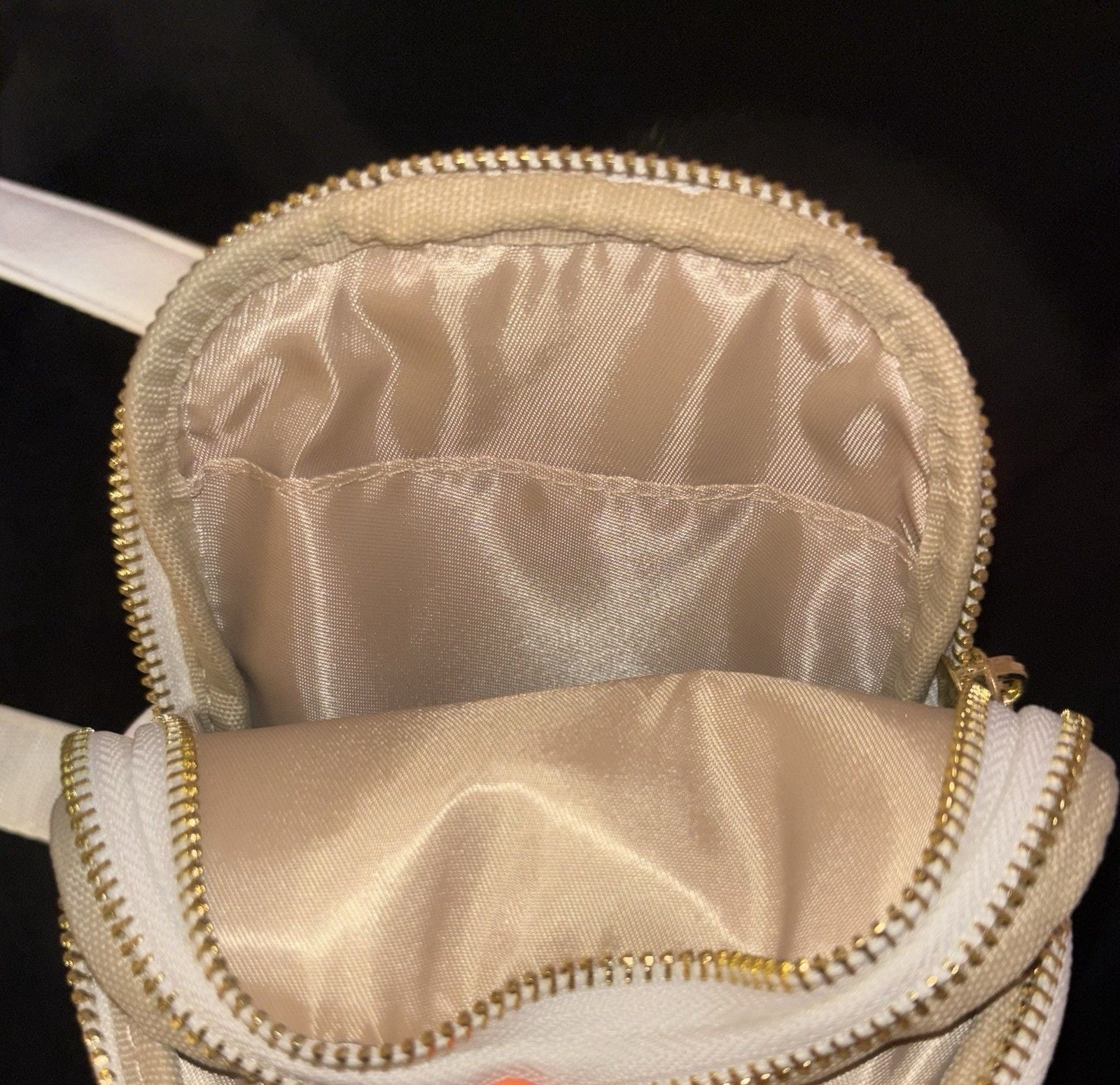 INICAT Anti-Theft RFID Small White Crossbody Sling Bag Faux Leather Gold 7