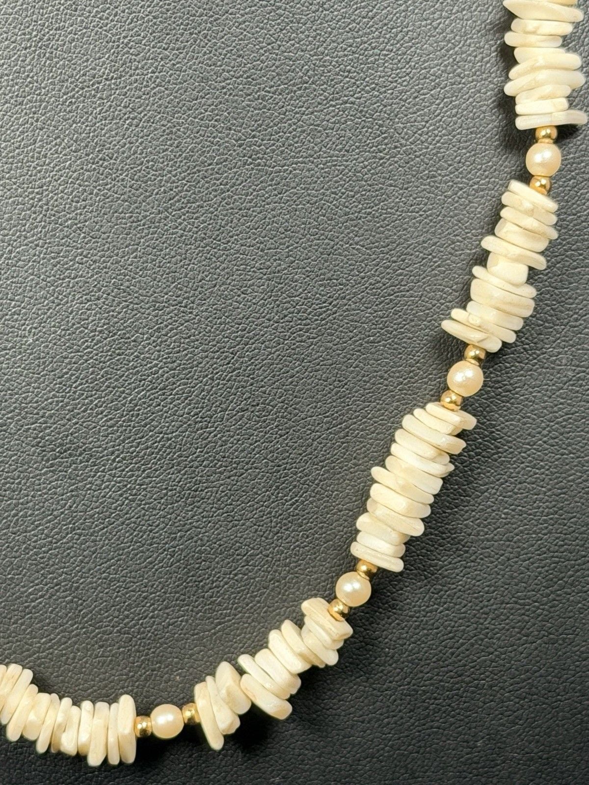 Vintage 20.5” White Coral Branch Chip Pearl Necklace Gold Tone Spacer Beads 29g 4