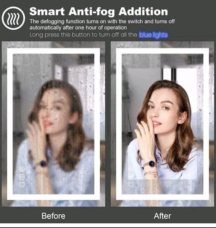LED Bathroom Mirror 40x32 Front & Backlit Anti-Fog Dimmable 3 Color Tempered 4