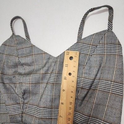 Studio F Plaid Belted Peplum Top - Size XS 8