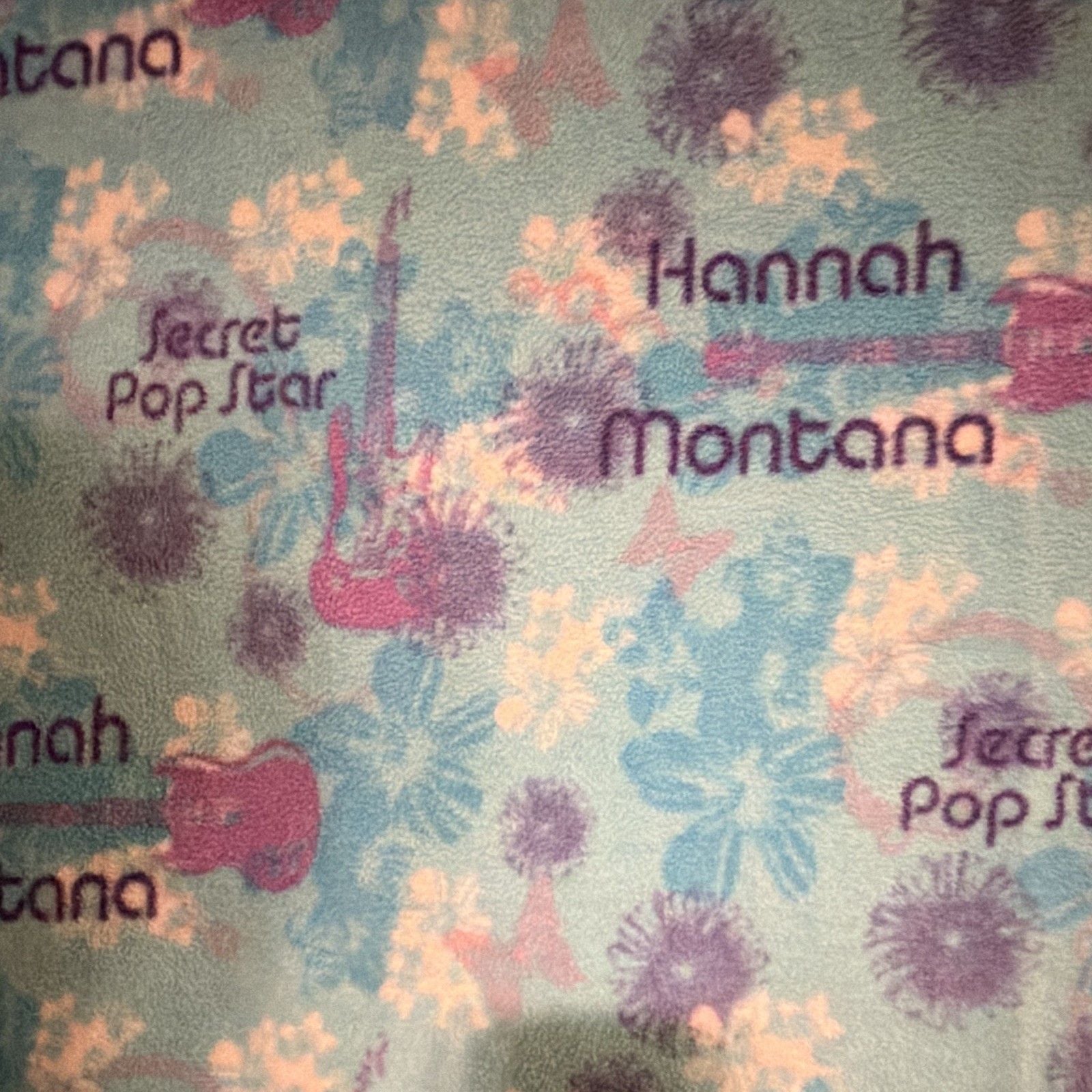 Hannah Montana Secret Pop Star Fleece Throw Blanket Blue Purple Pink Floral Soft 3