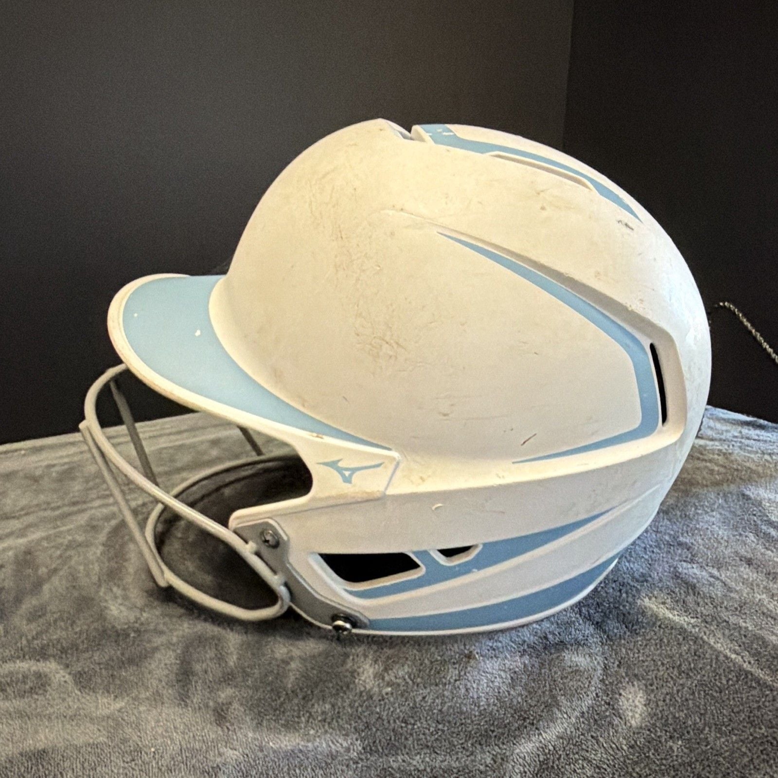 Mizuno MVP Adult G2 Full Face Batting Helmet w Face Guard6 3/4-7 3/8, Wht/Lt Blu 4