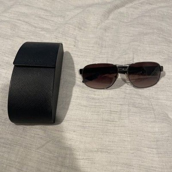 Prada Linea Rossa SPS 58N 5AV-6S1 Aviator Sunglasses Brown Gradient Lens w/ Case