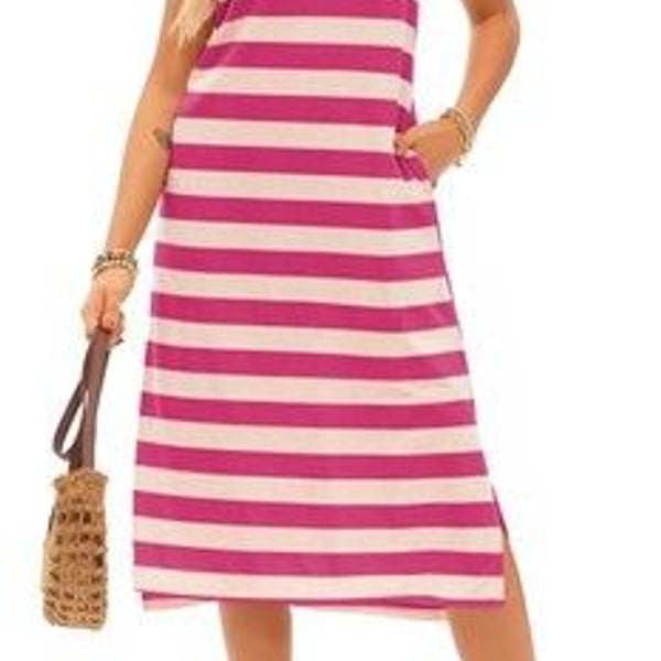 AlvaQ Womens Summer Dresses 2025 V Neck Sleeveless Casual-SIZE XL