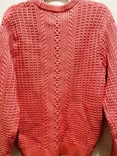 NWT J Crew SZ XL 100% Cotton Cableknit Sweater In Coral GrannyCore Color Of 2024 8
