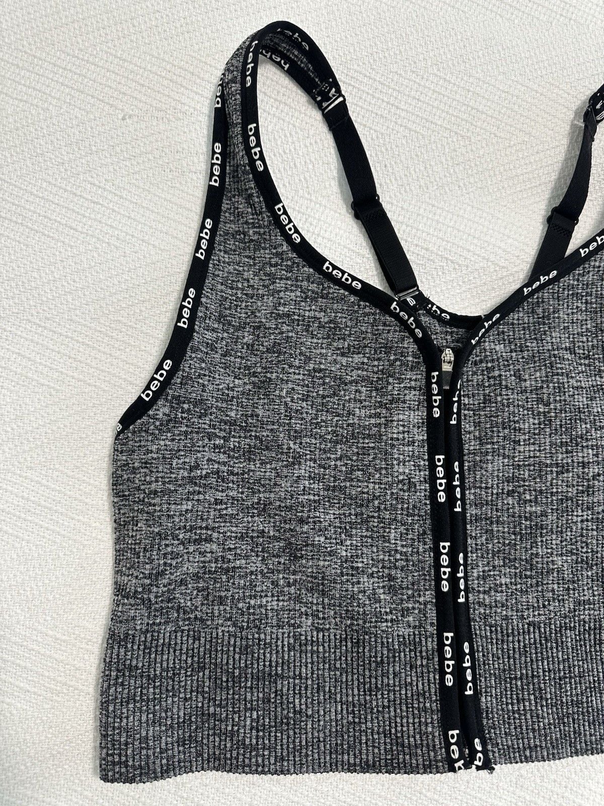 Women’s Bebe Grey Straps Top Zipper Size S New 3