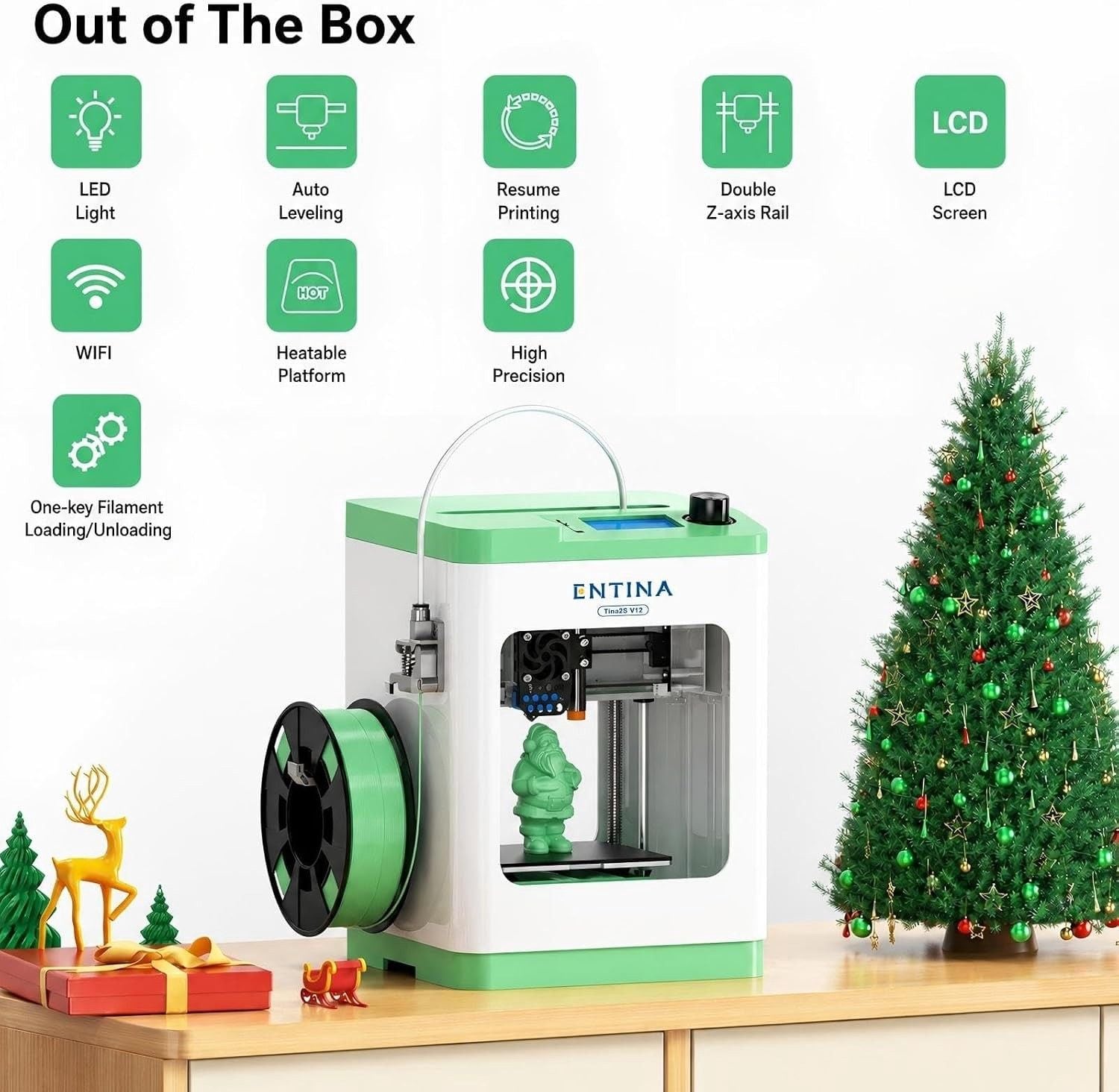 Entina Tina2S 3D Printer with WiFi Cloud Printing, Huge Library, Fully Assembled 2