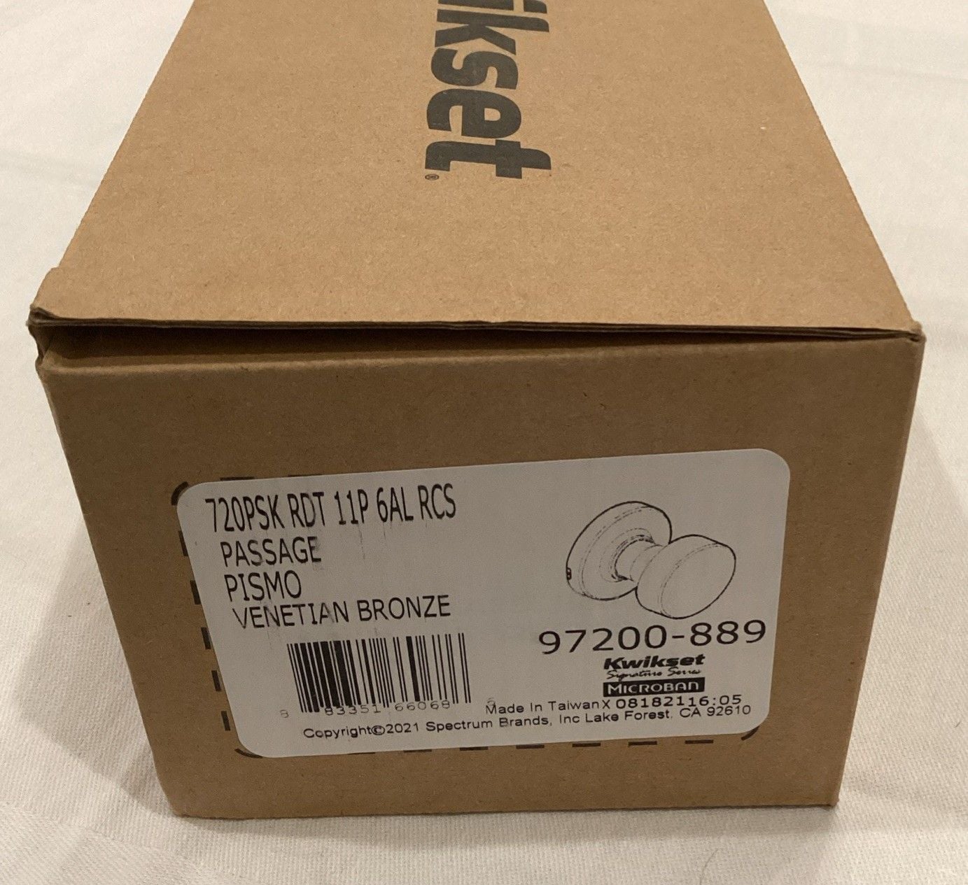 Kwikset 720PSKRDT Pismo Passage Door Knob Set 97200-889 NEW IN BOX 1
