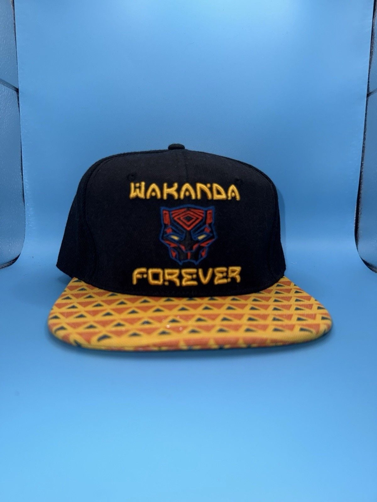 Marvel Black Panther Adult Hat Cap Black Yellow Wakanda Forever Tribal Snapback 10
