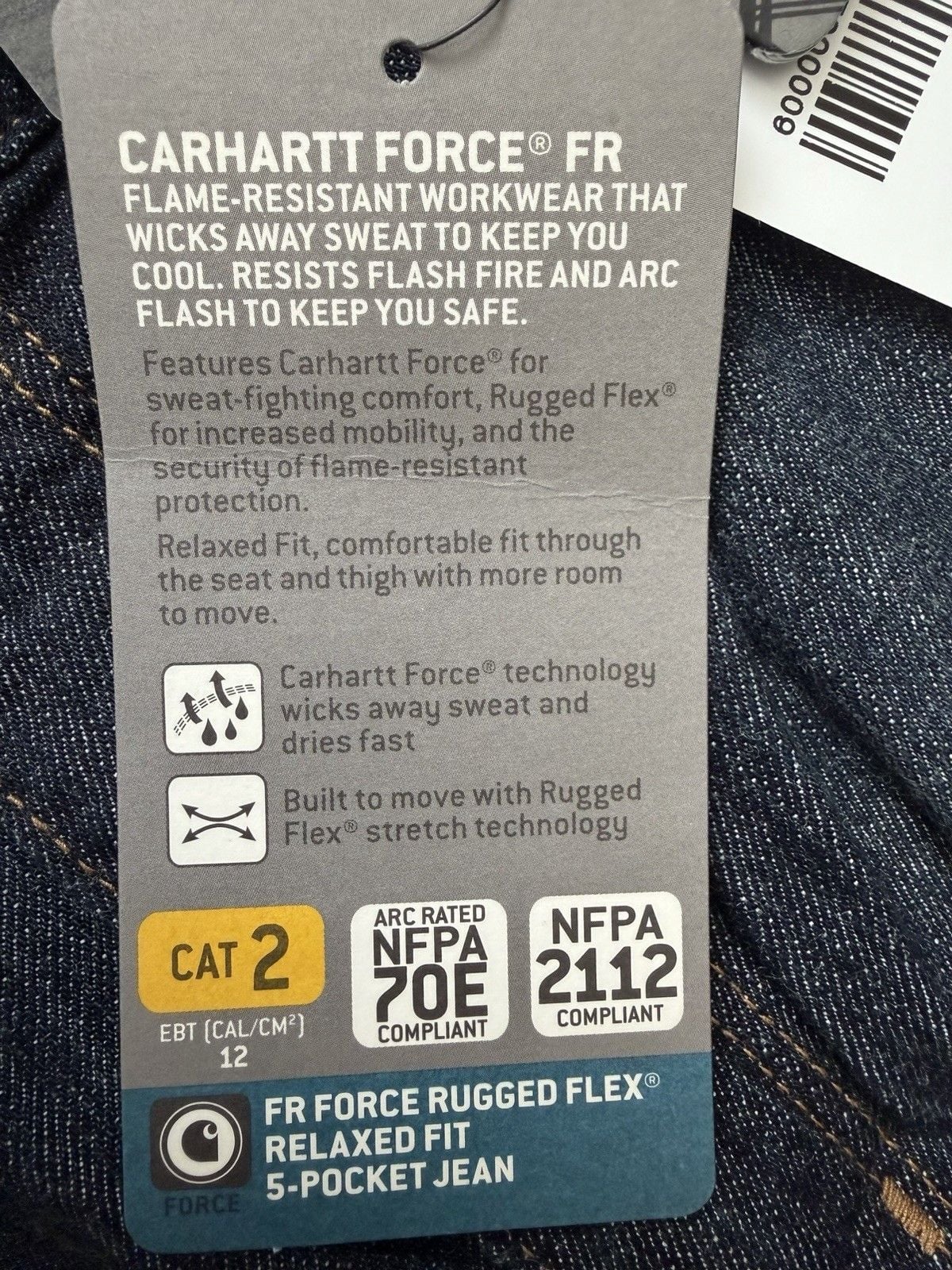 Carhartt FR Jeans NWT 38x32 Flame Resistant Relaxed Fit 104790-131 CAT 2 11
