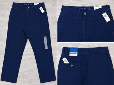 Old Navy Slim Built-In Flex Chino Pants Mens 28x30 Navy Blue NWT Stretch 3